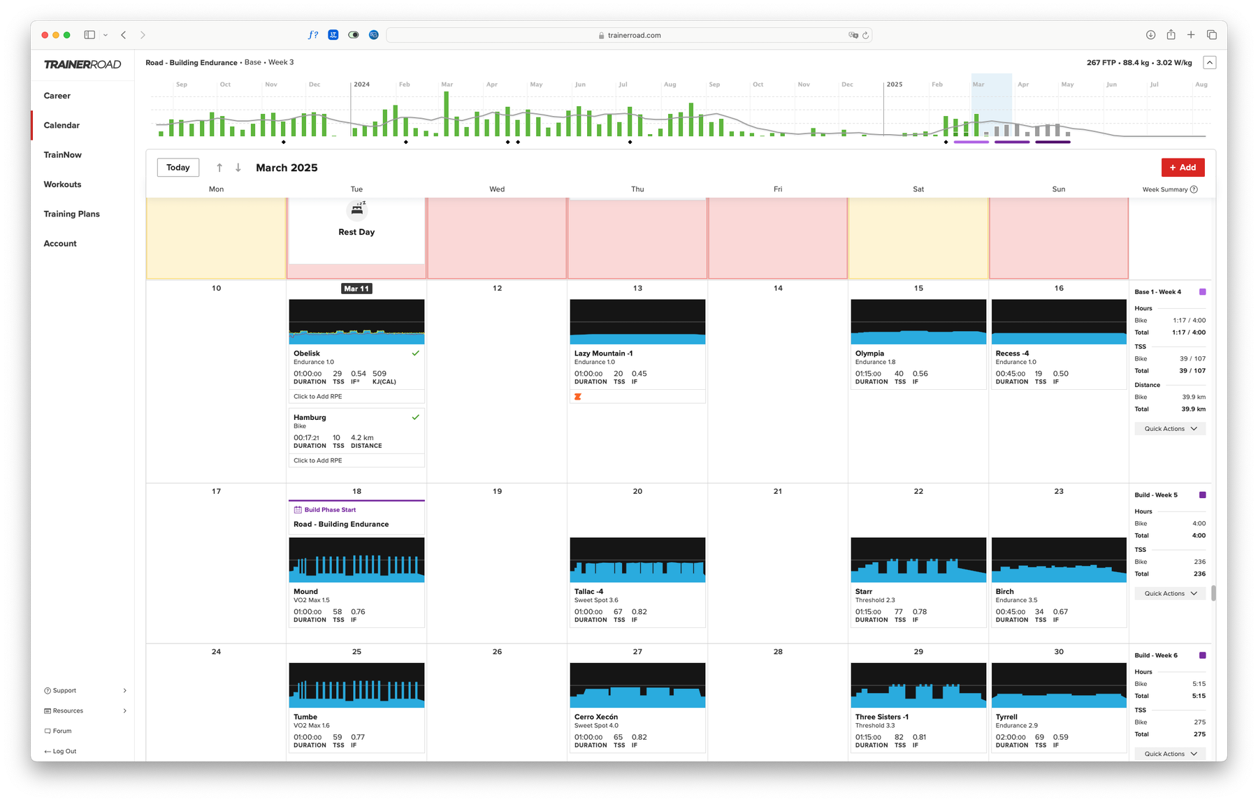 My TrainerRoad website - my go-to platform for structured training